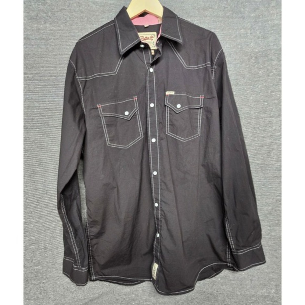 Rafter C Cowboy Collection Mens Black Pearl Snap Western Shirt RC180PFBLKS Large